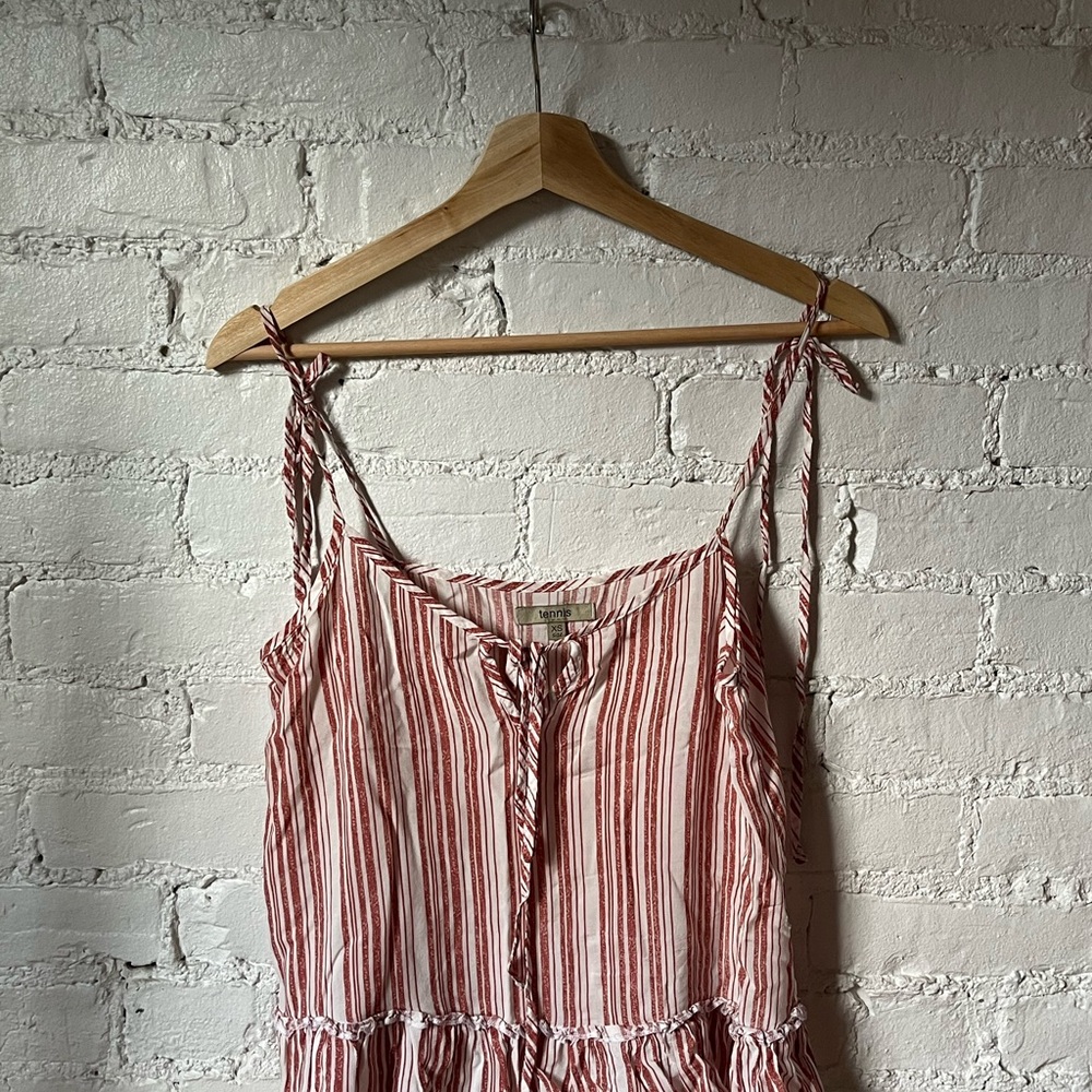Red and White Striped Sleeveless Dress